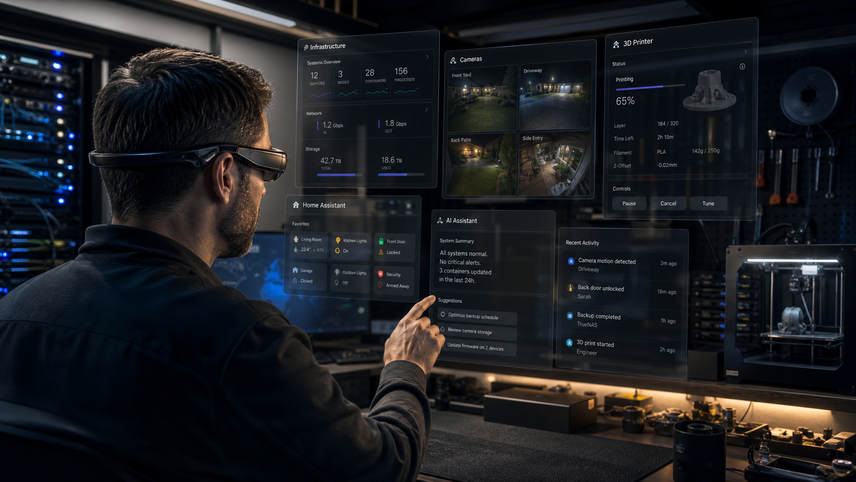 AI operations interface concept in a technical lab environment